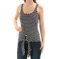thumbnail image 2 of MAISON JULES Womens Navy Tie Striped Sleeveless Scoop Neck Top XS, 2 of 3