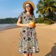 thumbnail image 4 of Easygdp Coffee pots cup para Vestido Transpirable de Mujer, Vestido Suelto de Manga Corta con Pliegues y Bolsillos para el Verano, 4 of 6