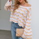 thumbnail image 5 of Suéter de punto de mujer Suéter de ganchillo a rayas de contraste casual Traje diario FLhrweasw Nuevo, 5 of 9