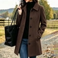 thumbnail image 3 of Women's Wool Blend Coat Lapel Collar Long Sleeve Single Breasted Mid Length Winter Coat, 3 of 8