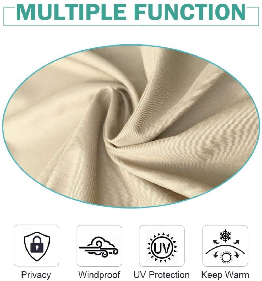 Beige Outdoor Thermal Grommet Blackout Curtain - 50 in. W x 96 in. L, 6 Tab top (3" Long) fit to most standard curtain rods