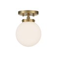 thumbnail image 4 of Possini Euro Design Jilly Modern Ceiling Light Semi Flush Mount Fixture 6 3/4" Wide Warm Antique Brass White Glass Globe Shade for Bedroom Living Room, 4 of 6