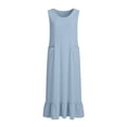thumbnail image 5 of Fewfanho Women's Dresses Linen Summer Ruffle Midi Sleeveless Ladies Dress V-Neck Pocket Skirt, 5 of 5