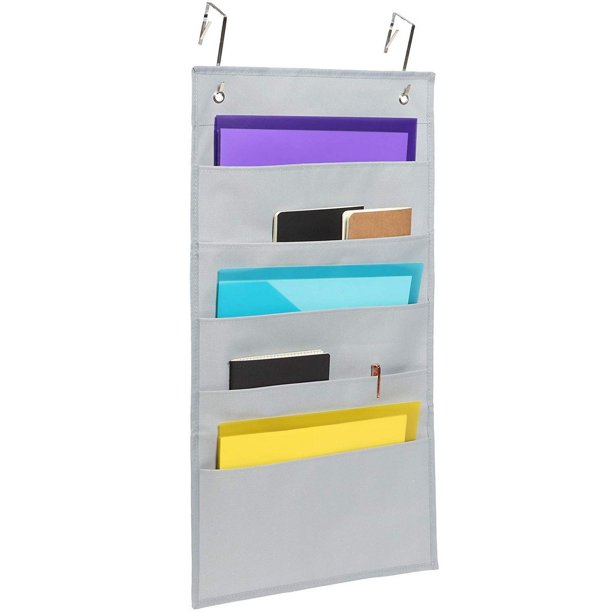 Wall File Organizer With 2 Door Hangers 5 Pockets File Folder Wall Storage Chart 27 5 X 17 5 Walmart Com Walmart Com