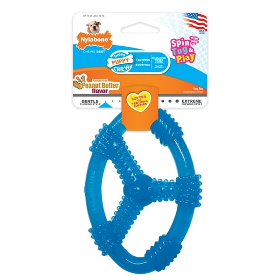 Nylabone Puppy Chew Spin Tug & Play Dog Play Toy Peanut Butter Blue Medium (1 Count)