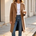 thumbnail image 5 of Tqcoqu Women's Wool Blend Coat Fall Winter Casual Single Breasted Overcoat Mid-Length Notched Lapel Coat, 5 of 10