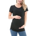 thumbnail image 2 of Women's Short Sleeve Maternity Shirt Side Ruched Pregnancy Tunic T-Shirt 3-Pack, 2 of 7