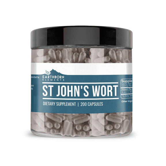 Earthborn Elements St. Johns Wort 200 Capsules, Pure & Undiluted, No Additives