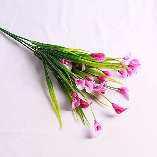 Artificial Flowers,Artificial Plants Outdoor 6 Packs Plastic Flowers Fake Calla