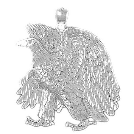 18K White Gold Eagle Pendant - 48 mm