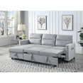 thumbnail image 3 of Ruby Light Gray Velvet Reversible Sleeper Sectional Sofa with Storage Chaise and Side Pocket, 3 of 6