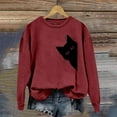 thumbnail image 2 of XIAONU Womens Sweatshirts Pleasure Cat Print Trendy Hoodless Sweatshirt Baggy Long Sleeve Vintage Round Neck Pullover Sweatshirt, 2 of 4