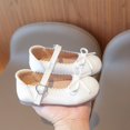 thumbnail image 4 of Girls Bow Decor Mary Jane Flat Shoes with Heart Buckle Scalloped Edge Soft Sole Dress Shoes Cute Princess Shoes, 4 of 7