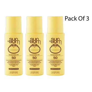 Sun Bum Original SPF 50 Sunscreen Oil Vegan and Reef Friendly 5 oz (Pack Of 3)