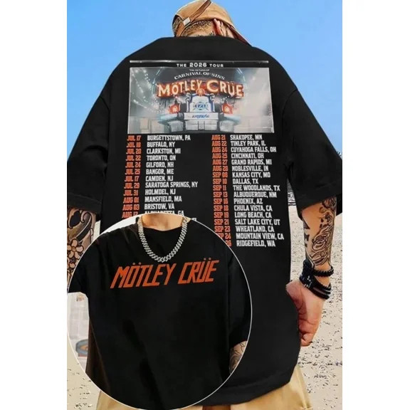 Motley Crue 2026 Tour T-shirt, The Return Of Carnival Of Sins Tour Tee
