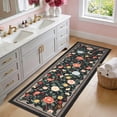 thumbnail image 2 of FairOnly 2'x6'Modern Pastoral Floral Print Machine Washable Runner Rug Stain Resistant Low Pile Non Slip Indoor Rug for Entrayway Kitchen Hallway,Black, 2 of 7
