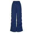 thumbnail image 5 of biudgviw Womens Wide Leg Cargo Pants Elastic High Waist Drawstring Quick Dry Trousers Loose Joggers Lightweight Pants with Pockets, 5 of 6