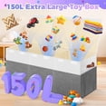 thumbnail image 2 of Extra Large Toy Storage Box with Lid, Collapsible Sturdy Toys Chest Storage Organizer Bin Basket with Divider for Kids, Boys, Girls, Closet, Playroom, Bedroom, Nursery, 40"X14"X16", Gray & White, 2 of 6