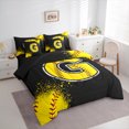 thumbnail image 3 of Manfei Baseball Print Twin Bedding Sets 7pcs for Boys Girls, Sport Monogrammed Bedding Comforter Set, Personalized Letter G Sheet Sets, Microfiber Bedroom Decor, 3 of 8