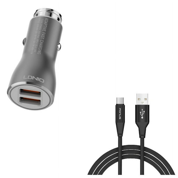 36W Fast Car Charger w Type-C 6ft USB Cable for Samsung Galaxy A72 5G/A52 5G/A42 5G/A32 5G/A12 5G - 2-Port USB Type-C Cable Power, Charger X9V Compatible With Galaxy A72 5G/A52 5G/A42 5G/A32 5G/A12 5G