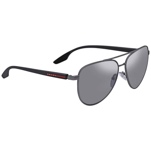 Prada Linea Rossa Grey Aviator Men's Sunglasses PS 52WS DG107G 61 ...