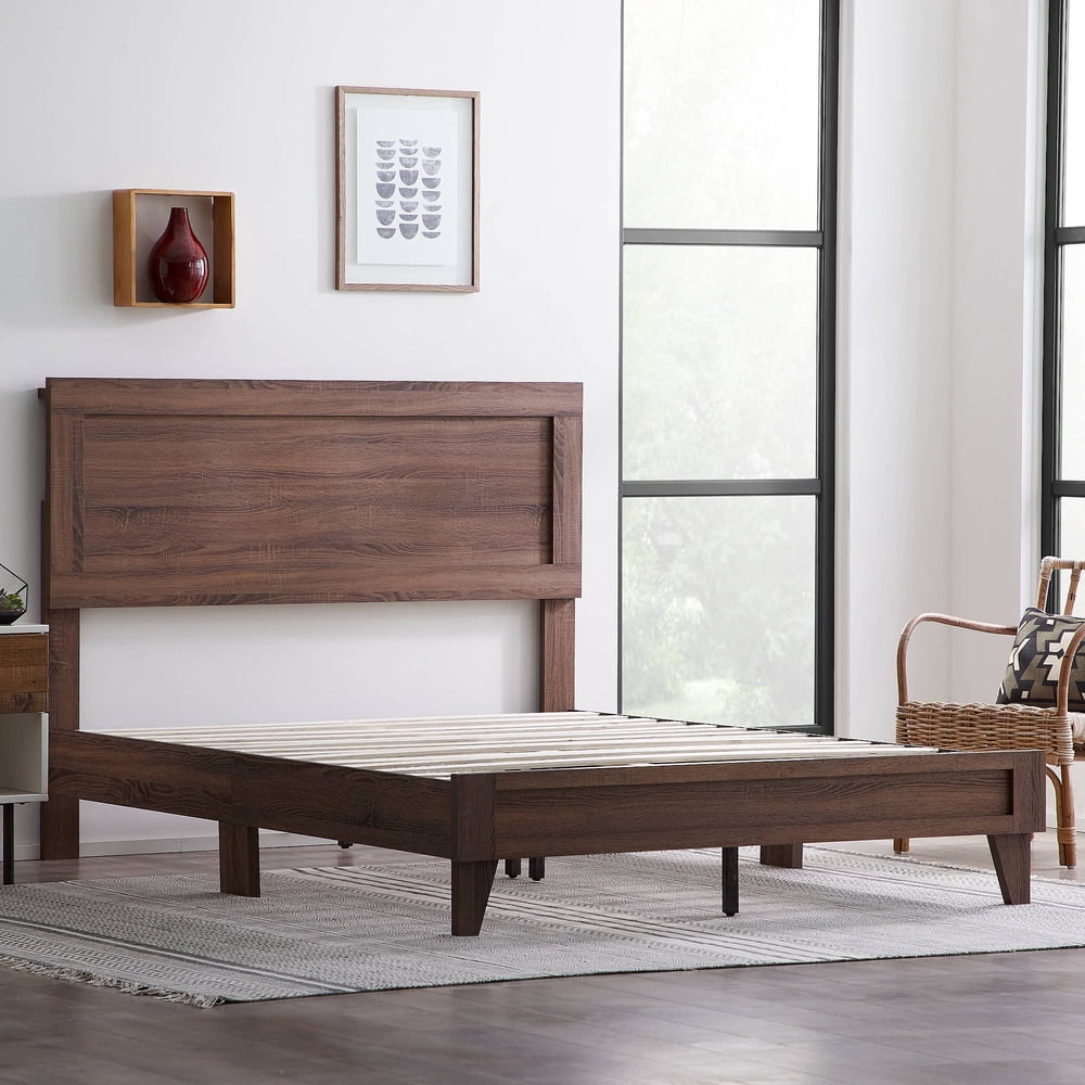 Rest Haven Durable Classic Framed Wood Platform Bed, Queen, Southern