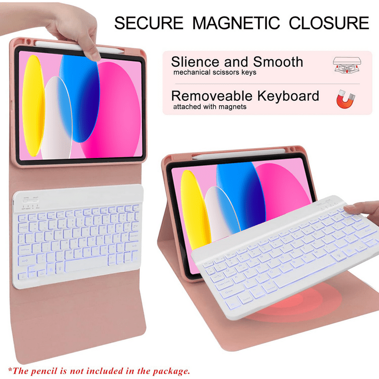 Vinci iPad (A16) 11th 10th Generation Case with Keyboard, 7-Color