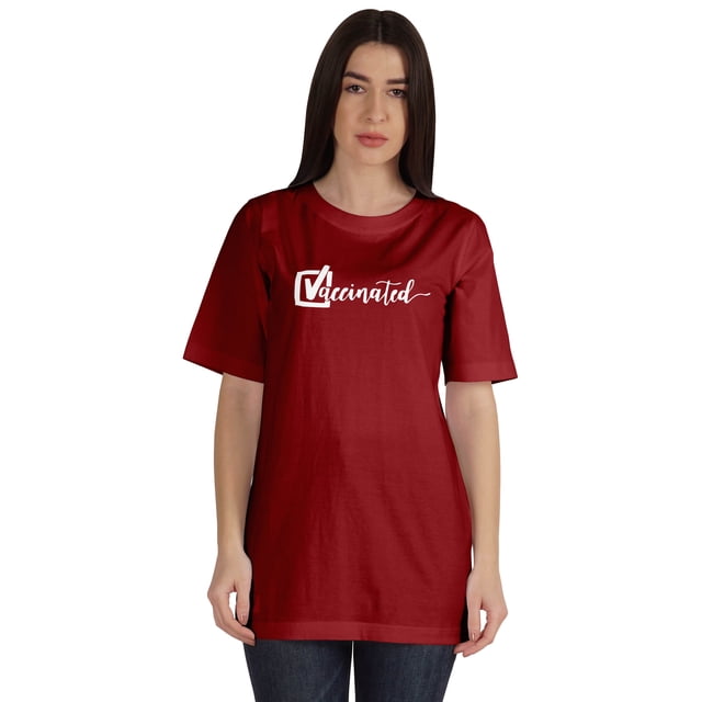 Inkmeso T-shirt à Col Rond Amusant Pro-Vaccin Vacciné pour Femmes