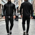 thumbnail image 5 of Men's Tracksuits 2 Piece Outfits Sweatsuits Long Sleeve Track Suits Athletic Full Zip Hoodies and Sweatpants Active Sports Sets for Men Black L, 5 of 5