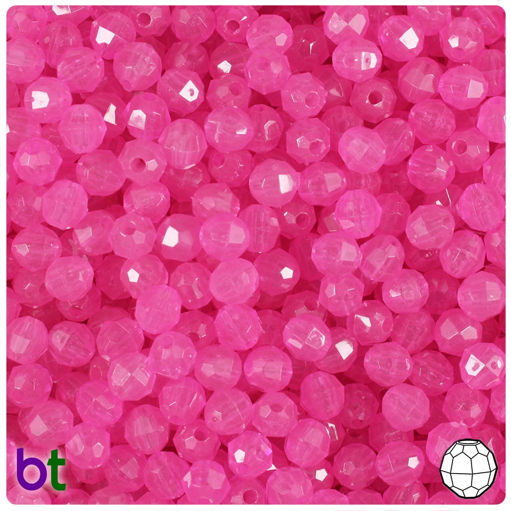 BeadTin Pink Glow 6mm Faceted Round Plastic Beads (750pcs) Walmart