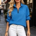 thumbnail image 2 of PBFRDSJ Women Polka Dot Jacket Quarter Zip Sweatshirts Collared V Neck 3/4 Sleeve Casual Pullover Shirts Sizes S-L, 2 of 8