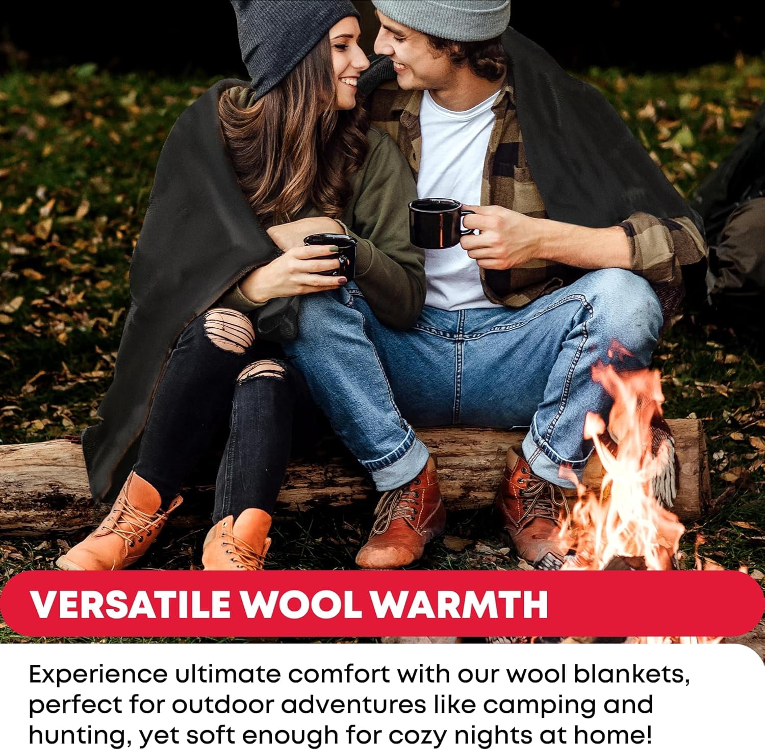 Military Wool Blanket - 95% Wool, Washable, Perfect for Outdoors, Picnics, Travel, Car & Bushcraft Emergency Blanket, 96" x 108" 8.45 lbs. - Grey - King Size