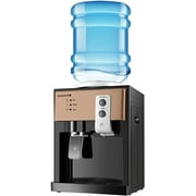 Top Loading Water Cooler Dispenser - Desktop Electric Hot and Cold Dispenser, 3 Temperature Settings Boiling Water, Normal Ice Water（46-59℉） for 1 to 5 Gallon Bottles, Gold 550w