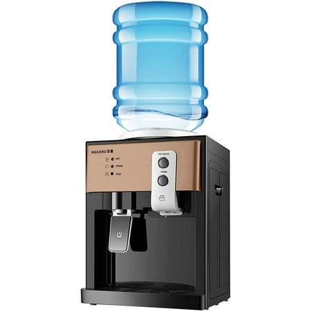 Top Loading Water Cooler Dispenser - Desktop Electric Hot and Cold Dispenser, 3 Temperature Settings Boiling Water, Normal Ice Water（46-59℉） for 1 to 5 Gallon Bottles, Gold 550w