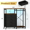 thumbnail image 4 of 3-in-1 Dresser with Clothes Rack, 4 Drawers, Charging Station, LED Lights, and Wheels, Rustic Brown Storage Chest for Bedroom, Living Room, Hallway（Ember Brown）, 4 of 10