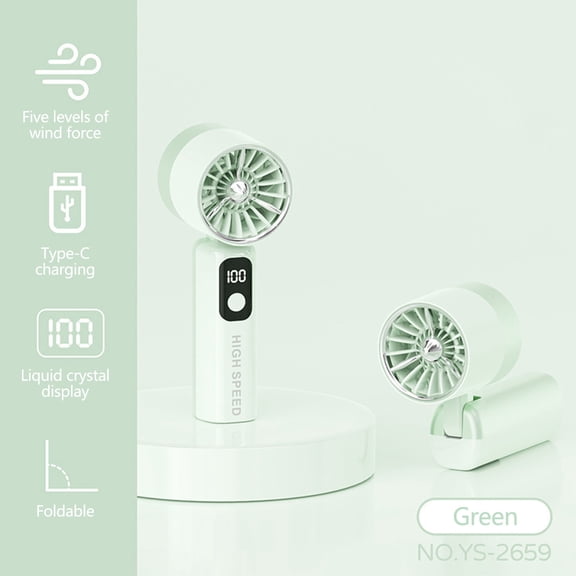 SHENGXINY Portable Fan Handheld Fan High Speed Digital Display Handheld Fan USB Rechargeable Quiet Mini Portable Cooling Fan for Office Travel Outdoor Daily Use