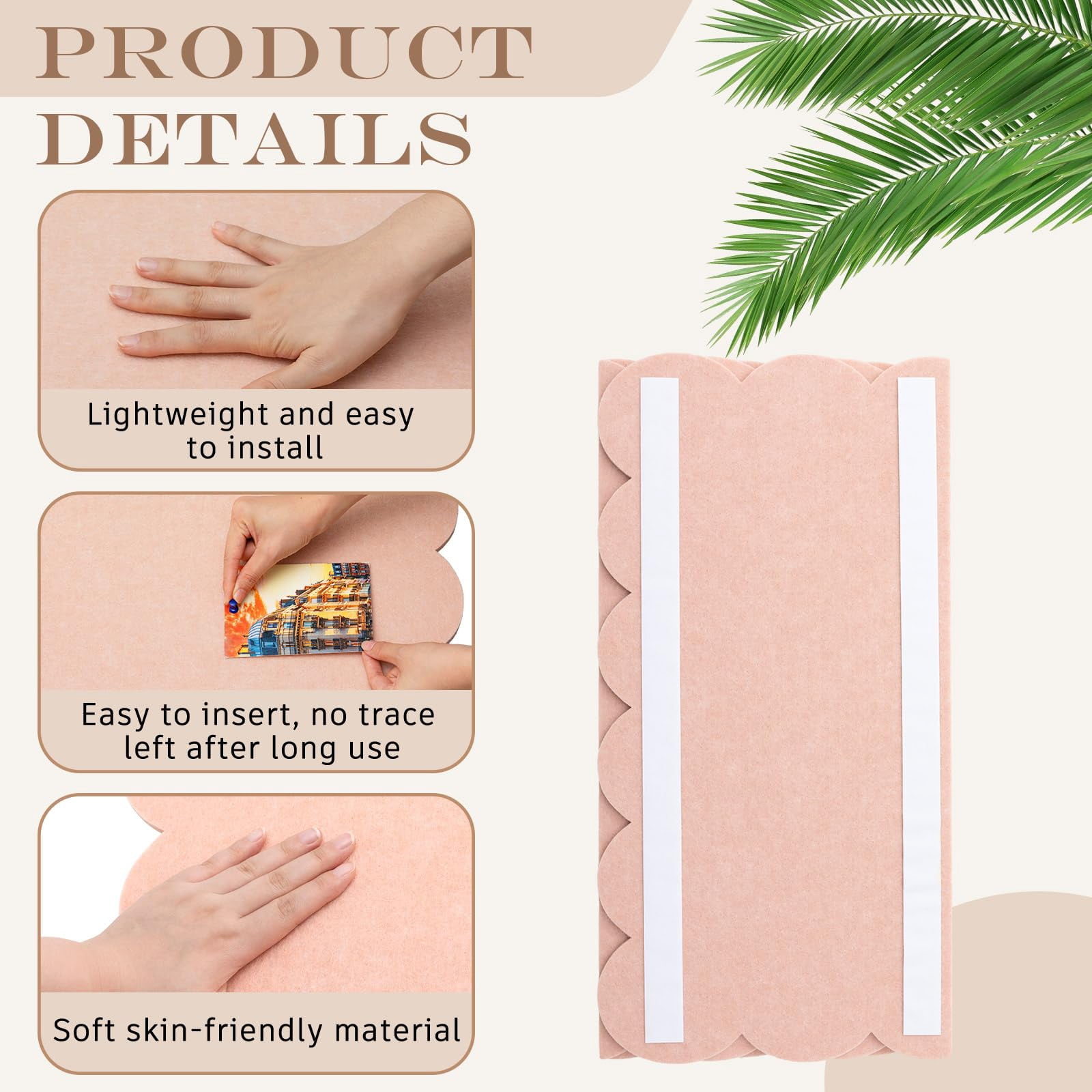 Scalloped Felt Bulletin Board 24 X 18 Inches Foldable Flesh Pink Pin Cork Alternative For Wall  2' 1.5' Trifold Picture Vision Self Adhesive Decorative