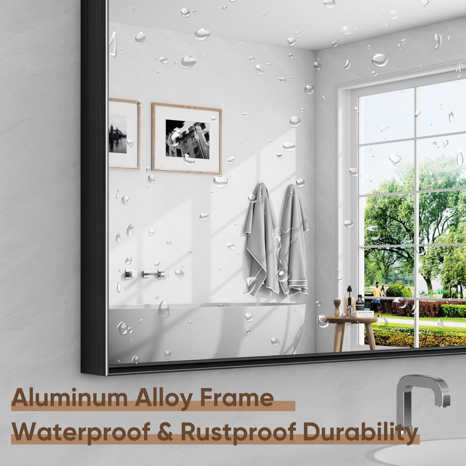 BEAUTYPEAK 20" x 30" Rectangle Bathroom Wall Mirror with Deep Frame ,Black