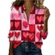 thumbnail image 3 of TaTaai Ladies Satin Blouse Long Sleeve Valentines Day Print Button Down Lapel Collar Silky Shirt Loose Fit Romantic Top Gift, 3 of 7