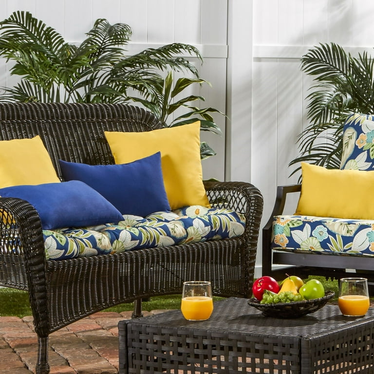Greendale Home Fashions Marlow Blue Floral 44 x 17 in. Outdoor Bench Seat Cushion Walmart