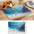 thumbnail image 6 of Shark Coastal Placemats Set of 4 Summer Beach Coral Ocean Nautical Place Mats Indoor Wipeable Table Mats Washable Cloth Dining Table Placemats for Kitchen Holiday Party Home Decor 13x19 Inch, 6 of 9