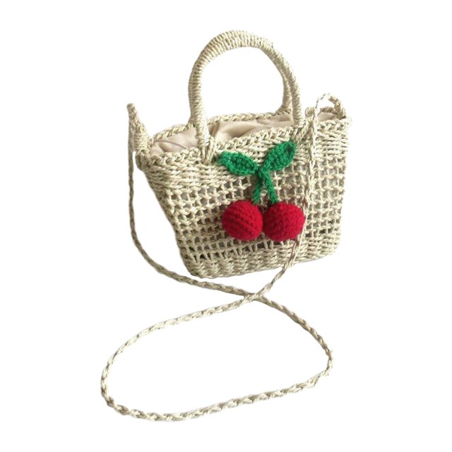 MasteelfCA Sac de Rangement Portable Fait Main Sac à Main pour Enfants Sac Bandoulière en Paille