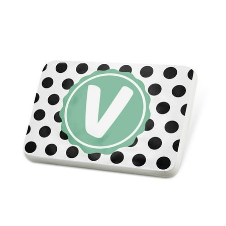 Porcelein Pin Monogram V Black White Polka Dots Lapel Badge – NEONBLOND