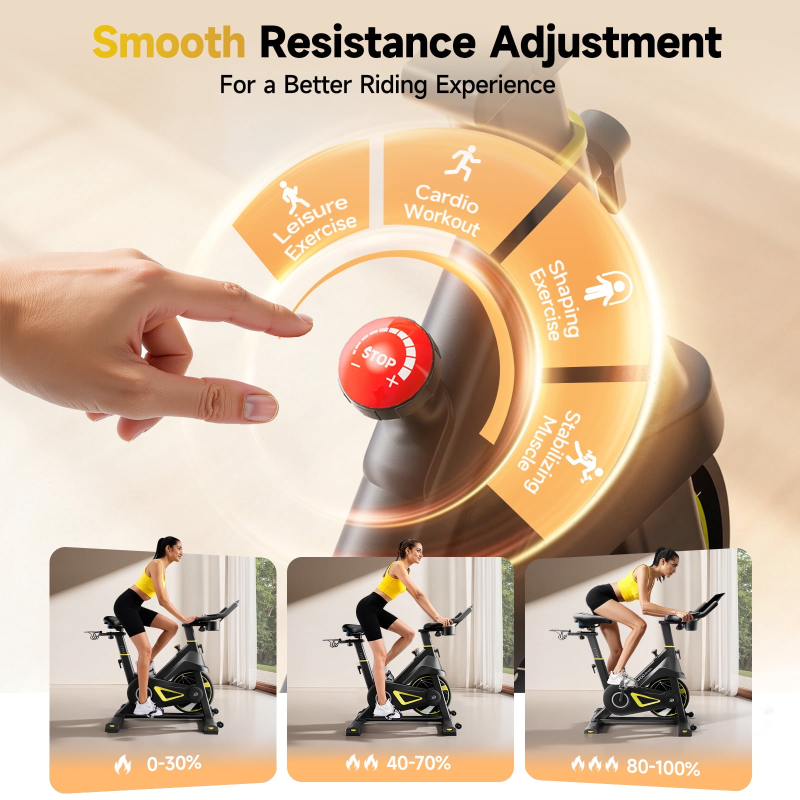 Magnetic Exercise Bike for Home, Quiet Indoor Cycling Bike with App & Heart Rate Monitor, 330LB Capacity, Adjustable Seat & Handlebars, Tablet Holder, Dumbbell Rack for Cardio Workout