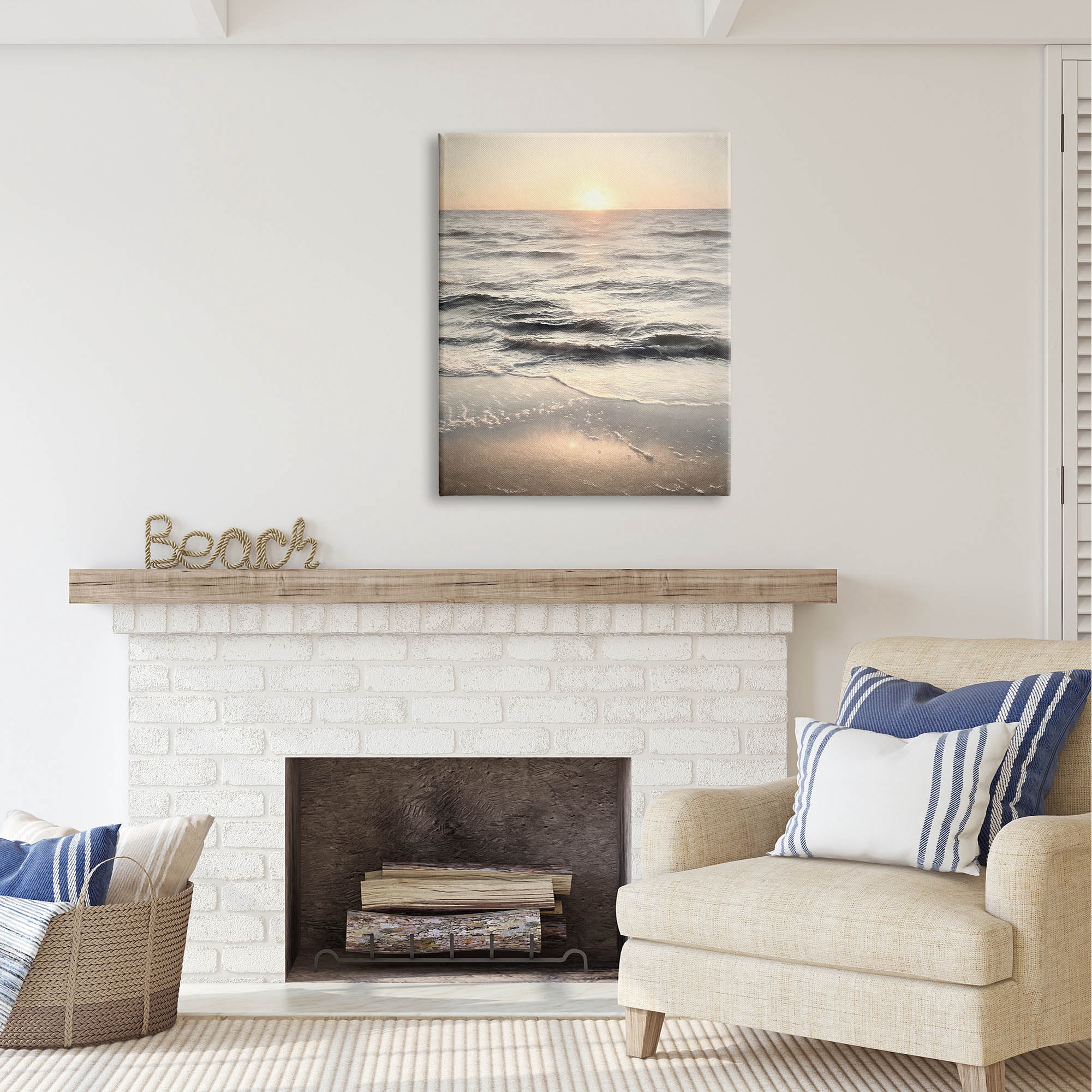 Stupell Industries Silver & Gold Sunset Photography Coastal Photography Gallery Wrapped Canvas Print Wall Art