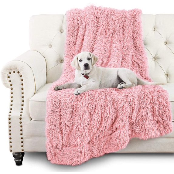 Dwelke Fluffy Dog Blankets for Dogs, Cats and Small Pets,Soft Plush Faux Fur Puppy Snuggle Blanket,40"x60",Pink