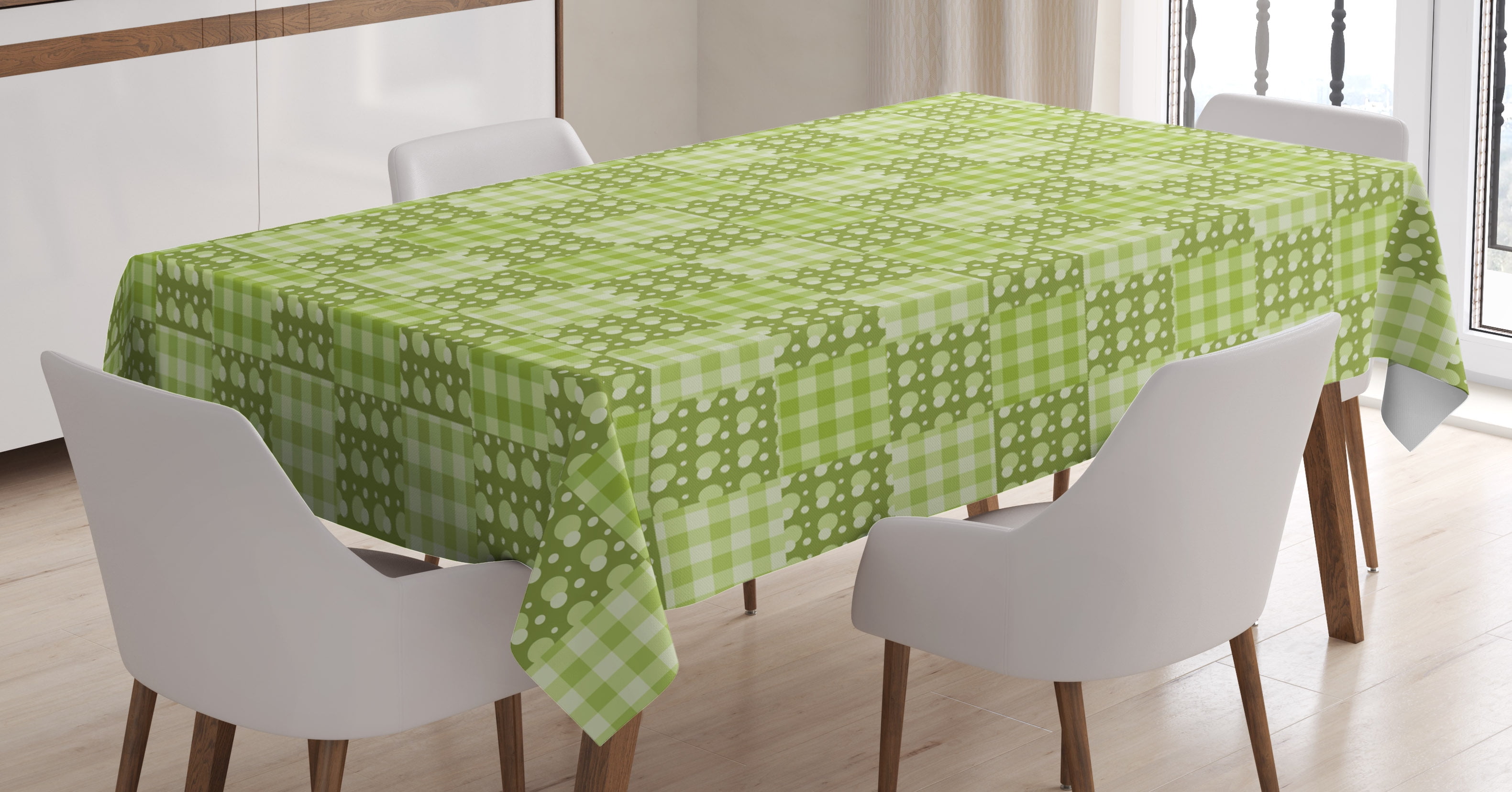 Abstract Tablecloth, Polka Dots and Checkered Pattern Textured
