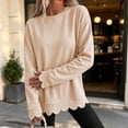 thumbnail image 2 of Women's Long Sleeve Tops Zeliretfy Womens Oversized Crewneck Sweatshirts Scalloped Casual Pullover Tops Long Sleeve Relaxed Loose Fit Lightweight Loungewear Athletic Daily Trendy Fall Outfits, 2 of 8