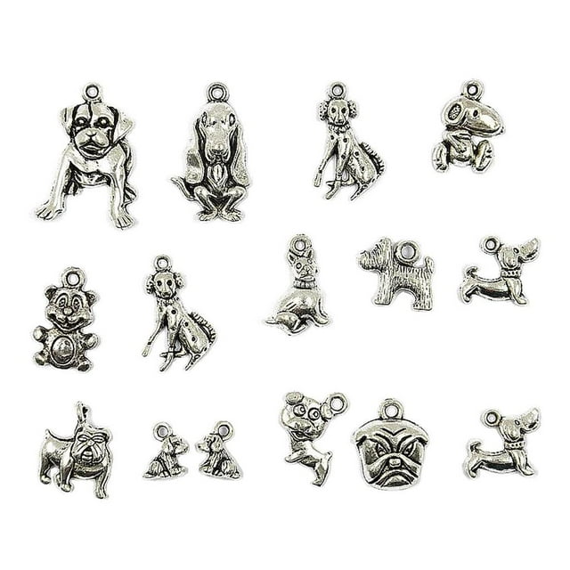 15Pcs Colgantes Vintage Animal Perro Yinane Amuletos para Hacer Joyas
