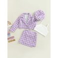 thumbnail image 2 of Bagilaanoe 4Pcs Little Girls Skirt Set Long Sleeve Jacket + Sleeveless Tops + Mini Skirt + Beret Hat 3T 4T 5T 6T 7T Kids Fall Plaid Outfits, 2 of 9